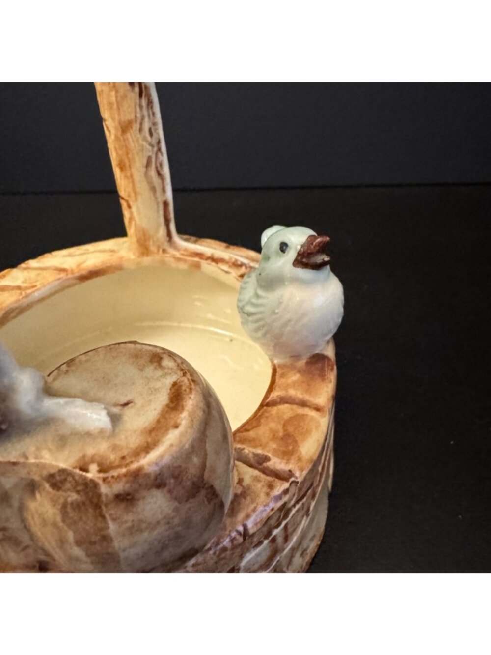 Ceramic Decorative Wishing Well Figurine / Planter Blue Birds Hand-Painted - Picture 7 of 13